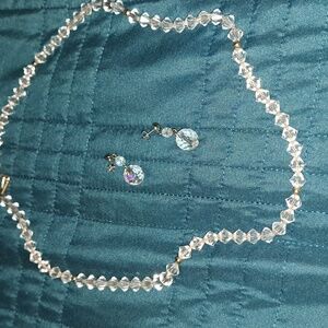 Beautiful crystal necklace and earrings.  40 years old at least.